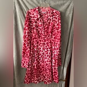 Kate Spade pink leopard button up collar dress 🩷